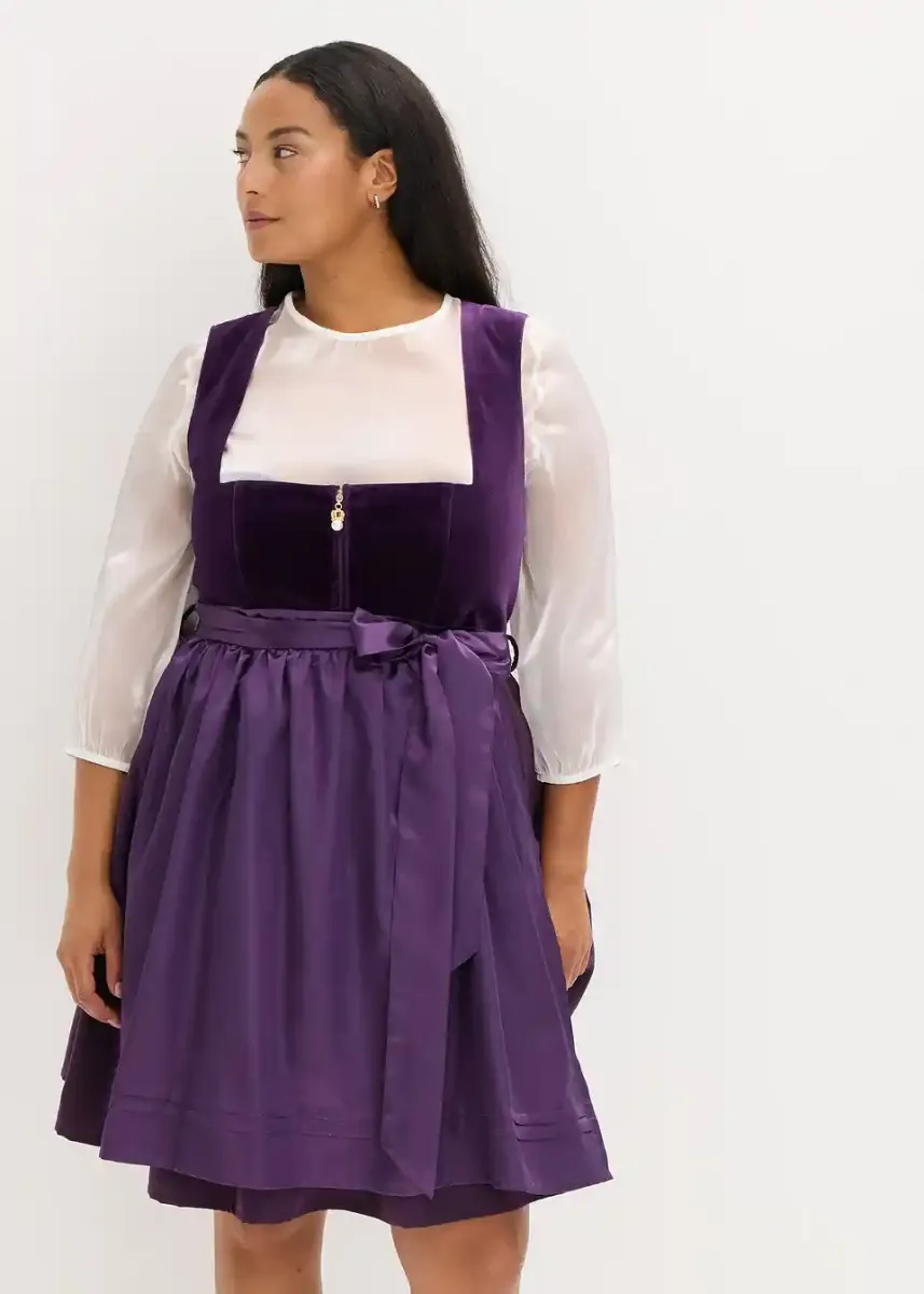 2-delni dirndl z žametom v midi dolžini