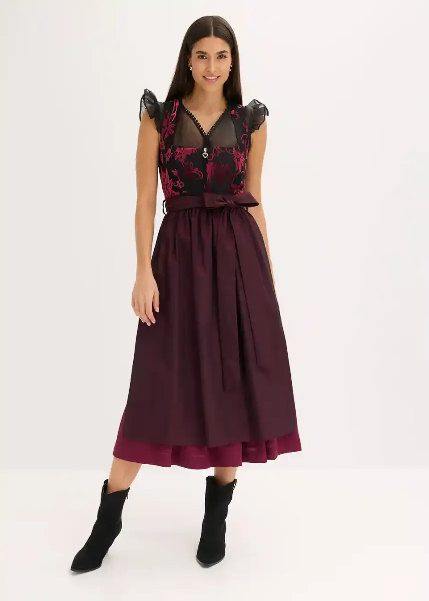 2-delni dirndl z žametom v midi dolžini