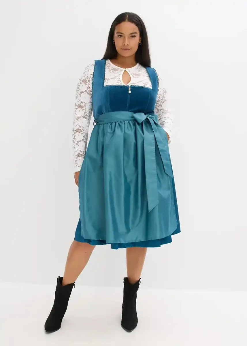 2-delni dirndl z žametom v midi dolžini