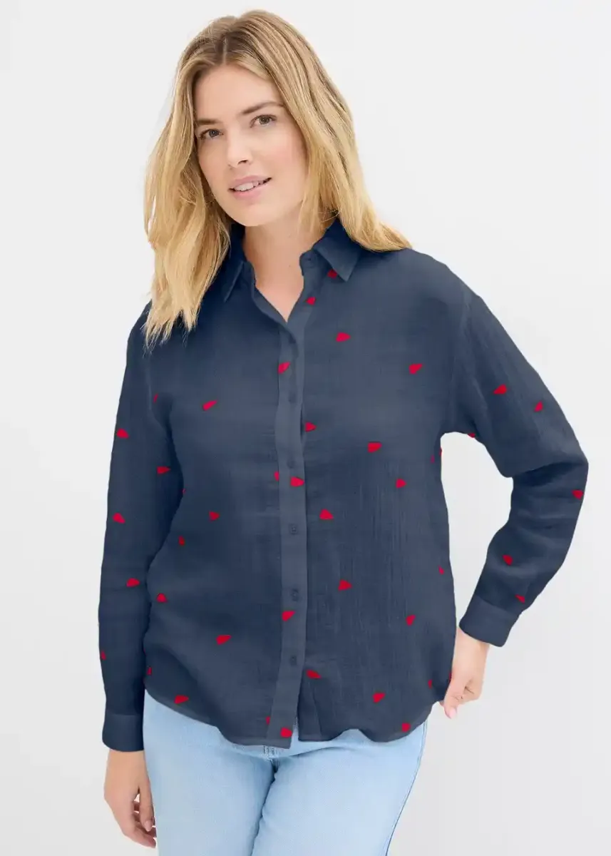 Bluza iz muslina s srčki