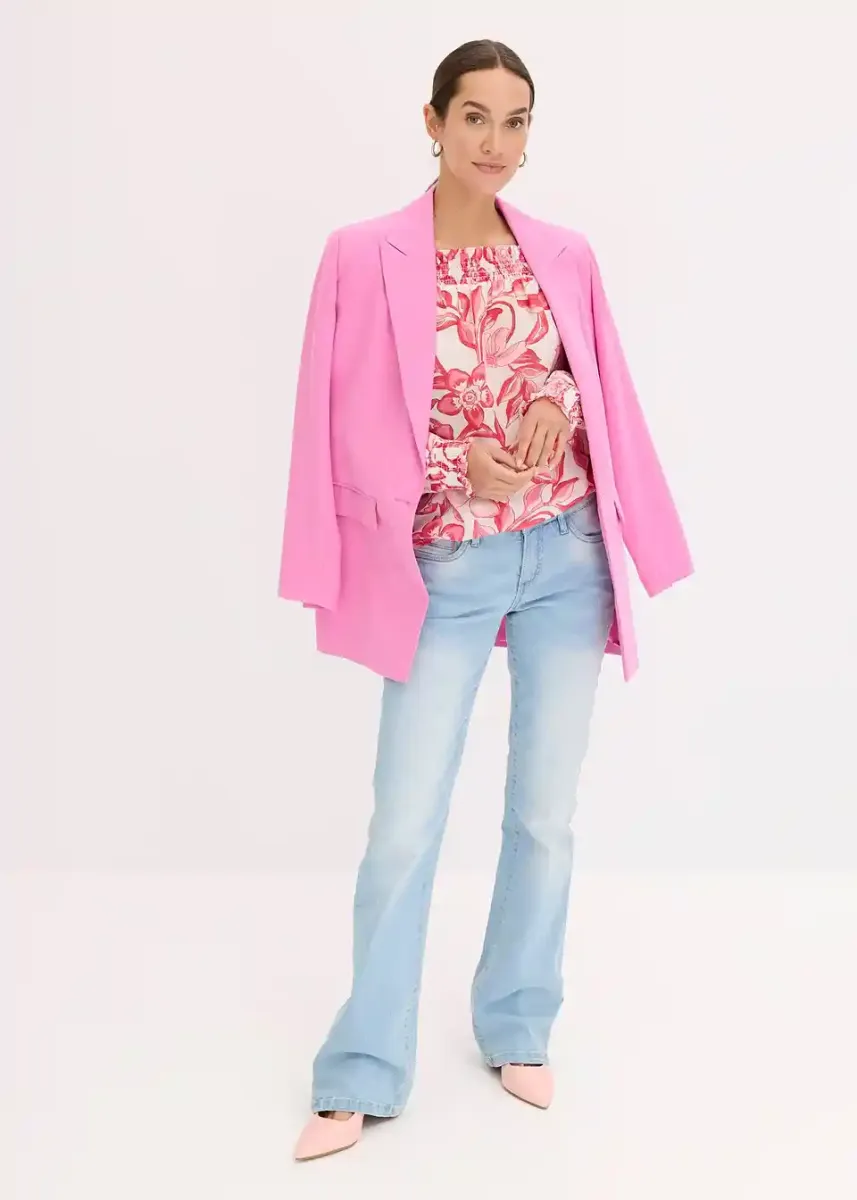 Potiskana bluza s carmen izrezom