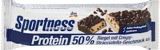 Beljakovinska rezina z okusom krispijev in stračatele, s čokoladnim oblivom, s sladili, 45 g