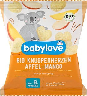 Bio hrustljavi srčki z jabolkom in mangom, 8m+, 30 g