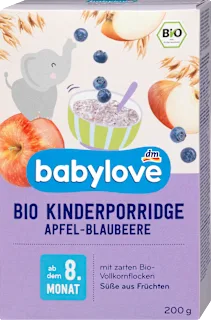 Bio žitna kašica za otroke z jabolkom in borovnico, 200 g