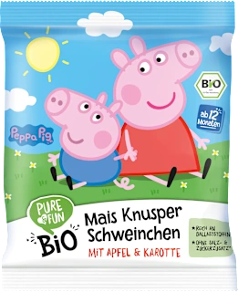 Bio koruzni čips Pujsa Pepa z jabolkom in korenjem, 12+ mesecev, 30 g