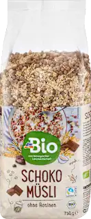 Bio muesli s polnozrnatimi kosmiči in polnomlečno čokolado, 750 g