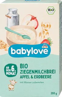 Bio ovsena kaša s kozjim mlekom, jabolki in jagodami, po dopolnjenem 6. mesecu starosti, 200 g