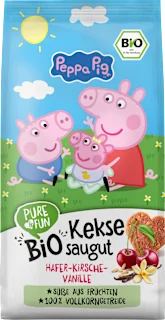 Bio ovseni piškoti s koncentratom višnjevega soka in izvlečkom vanilje Pujsa Pepa, 125 g