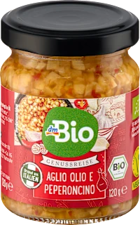Bio pripravek iz česna in čilija v olju Aglio Olio e Peperoncino, 120 g
