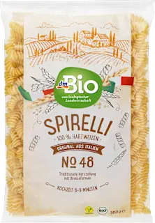 Bio sušene testenine Spirelli iz delno mletega pšeničnega durum zdroba, 500 g