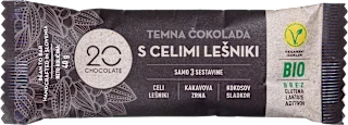 Bio temna čokolada s celimi lešniki, 40 g