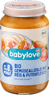 Bio zelenjavni pripravek z rižem in puranjim mesom, po dopolnjenem 8. mesecu, 220 g