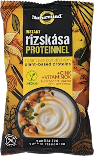Brezglutenska instant riževa kaša z rastlinskimi proteini in okusom vanilje, 44 g