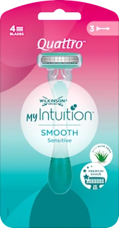 Damski brivnik za enkratno uporabo Quattro My Intuition Smooth Sensitive, 3 kos