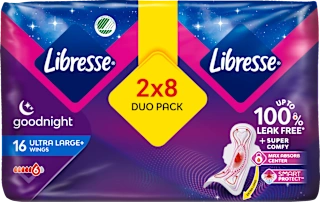 Damski nočni vložki s krilci, ultra large+, 16 kos