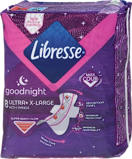Damski nočni vložki s krilci Ultra+ X-LARGE, 8 kos