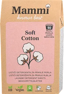 Detergent v lističih za pranje perila Soft Cotton, 50 pranj