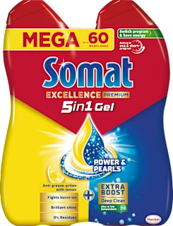 Detergent za strojno pomivanje posode Excellence Premium, MEGA, 2 x 540 ml, 1.080 ml