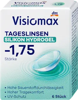 Dnevne silikonsko-hidrogelne kontaktne leče, dioptrija -1,75, 6 kos