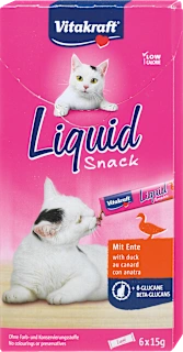 Dopolnilna hrana za mačke Liquid Snack z okusom race, 6x15g, 90 g
