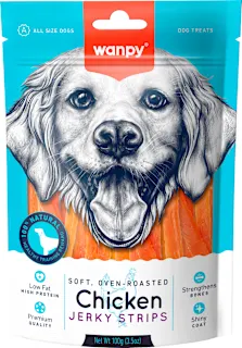 Dopolnilna hrana za pse Chicken Jerky Strips, 100 g