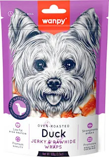 Dopolnilna hrana za pse Duck Jerky & Rawhide Wraps, 100 g
