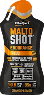 Energijsko prehransko dopolnilo Malto Shot Endurance Plus, pomaranča-limona, 50 ml