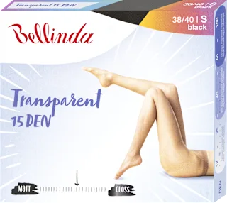 Hlačne nogavice Transparent, 15 DEN, 38-40, črne, 1 kos