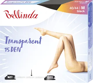 Hlačne nogavice Transparent, 15 DEN, 40-44, črne, 1 kos
