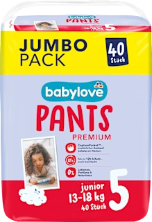 Hlačne plenice premium, velikost 5 Junior, 13–18 kg, Jumbo paket, 40 kos