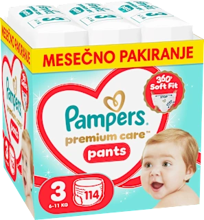 Hlačne plenice velikost 3 - mesečno pakiranje (6-11 kg), 114 kos