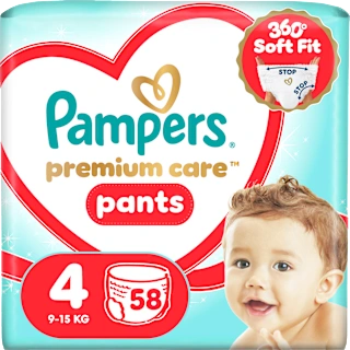 Hlačne plenice velikost 4 (9-15 kg), 58 kos