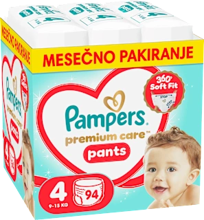 Hlačne plenice velikost 4 - mesečno pakiranje (9-15 kg), 94 kos