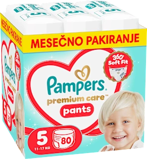 Hlačne plenice velikost 5 - mesečno pakiranje (11-17 kg), 80 kos