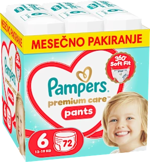 Hlačne plenice velikost 6 - mesečno pakiranje (13-19 kg), 72 kos