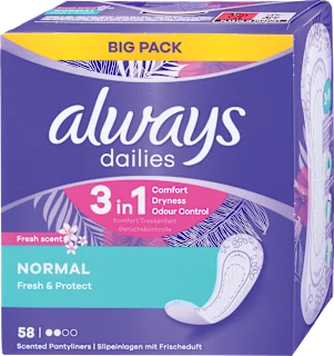 Ščitniki perila dailies Normal Fresh & Protect, veliko pakiranje, 58 kos