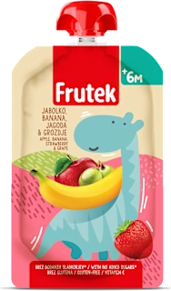 Kašica iz jabolk, banan, jagod in rdečega grozdja, od 6. meseca, 100 g