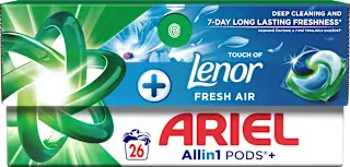 Kapsule za pranje barvnega perila Touch of Lenor Fresh Air, 26 pranj