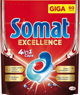 Kapsule za strojno pomivanje posode 4 v 1 EXCELLENCE, 60 kos