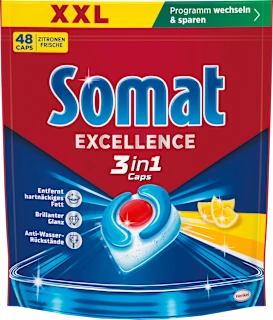 Kapsule za strojno pomivanje posode Excellence 3 v 1, XXL pakiranje, 48 kos