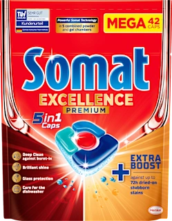 Kapsule za strojno pomivanje posode Excellence Premium 5 v 1, 42 kos