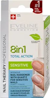Lak za utrjevanje nohtov Nail Therapy Professional Total Action Sensitive 8v1, 12 ml