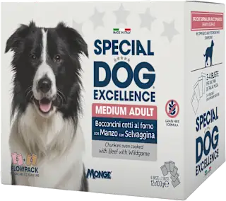 Multi pakiranje mokre hrane za odrasle pse srednjih pasem Divjačina + Govedina, 12x100 g, 1.200 g