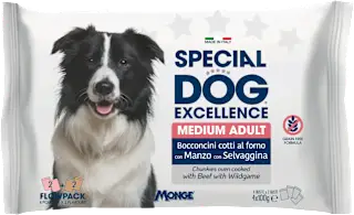 Multi pakiranje mokre hrane za odrasle pse srednjih pasem Divjačina + Govedina, 4x100 g, 400 g