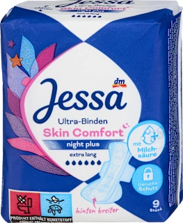 Nočni damski vložki Skin Comfort Night Plus, zelo dolgi, 9 kos