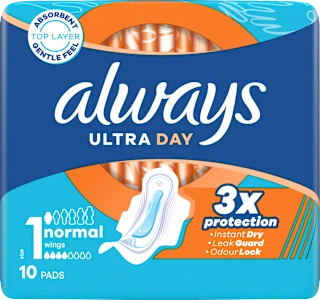 Odišavljeni damski vložki Ultra Day Normal, velikost 1, 10 kos