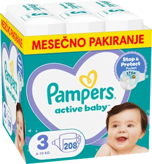 Plenice velikost 3 - mesečno pakiranje (6-10 kg), 208 kos