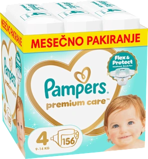 Plenice velikost 4 - mesečno pakiranje (9-14 kg), 156 kos