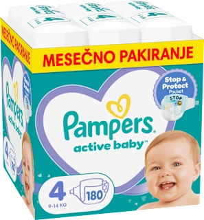 Plenice velikost 4 - mesečno pakiranje (9-14 kg), 180 kos