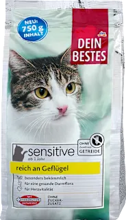 Popolna suha hrana za odrasle mačke s perutnino Sensitive, 750 g